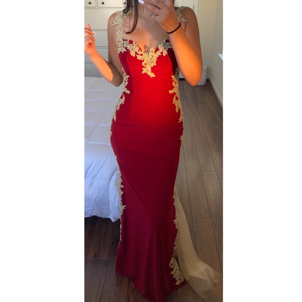 Long red dress